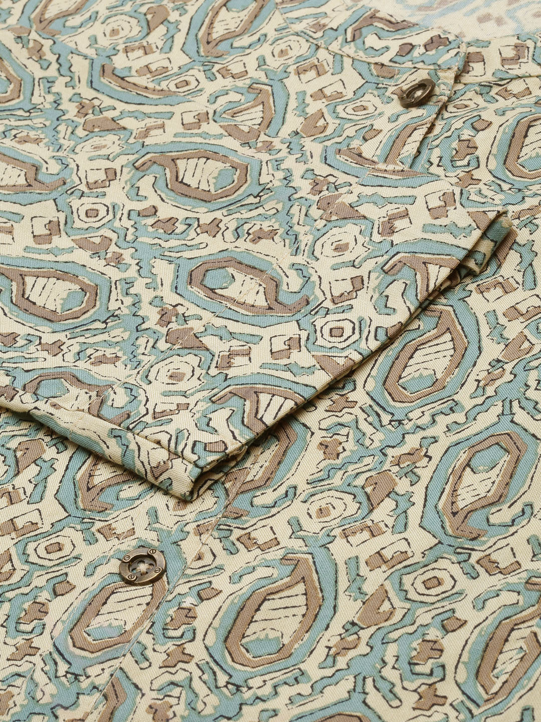 Turq & Beige Printed Kurta