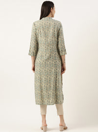 Turq & Beige Printed Kurta