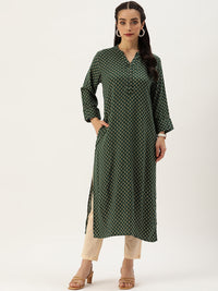 Green Ethnic Motifs Printed Straight Cut Kurta