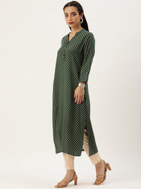 Green Ethnic Motifs Printed Straight Cut Kurta