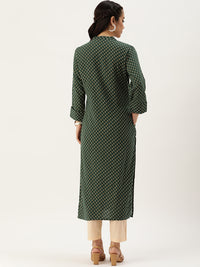 Green Ethnic Motifs Printed Straight Cut Kurta