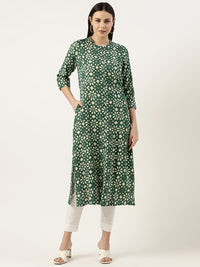 Green Geometric Printed Kurta