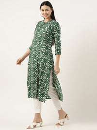 Green Geometric Printed Kurta