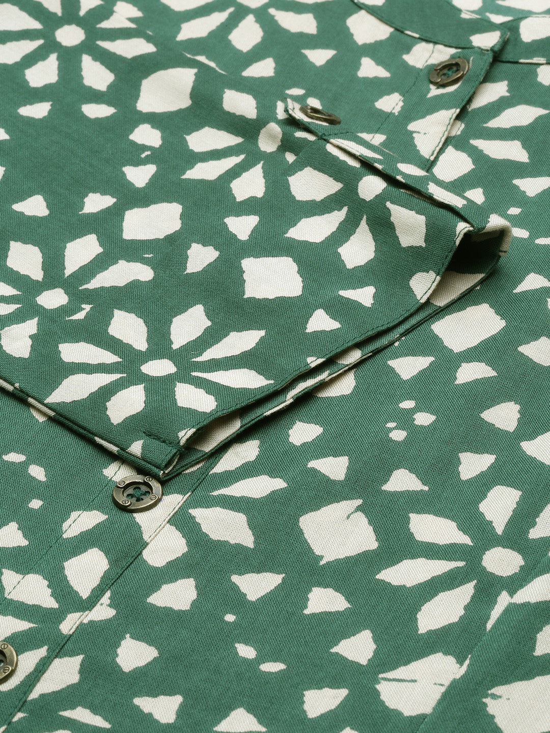 Green Geometric Printed Kurta
