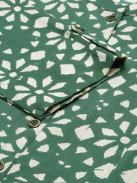 Green Geometric Printed Kurta