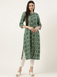 Green Geometric Printed Kurta