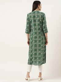 Green Geometric Printed Kurta