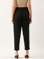 Black Cotflex Solid Pencil Pant