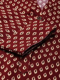 Maroon & Golden Ethnic Motifs Printed Straight Cut kurta