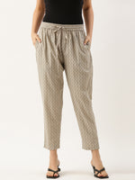 Beige & Grey Zigzag Printed Pencil Pant
