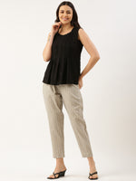 Beige & Grey Zigzag Printed Pencil Pant