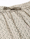 Beige & Grey Zigzag Printed Pencil Pant