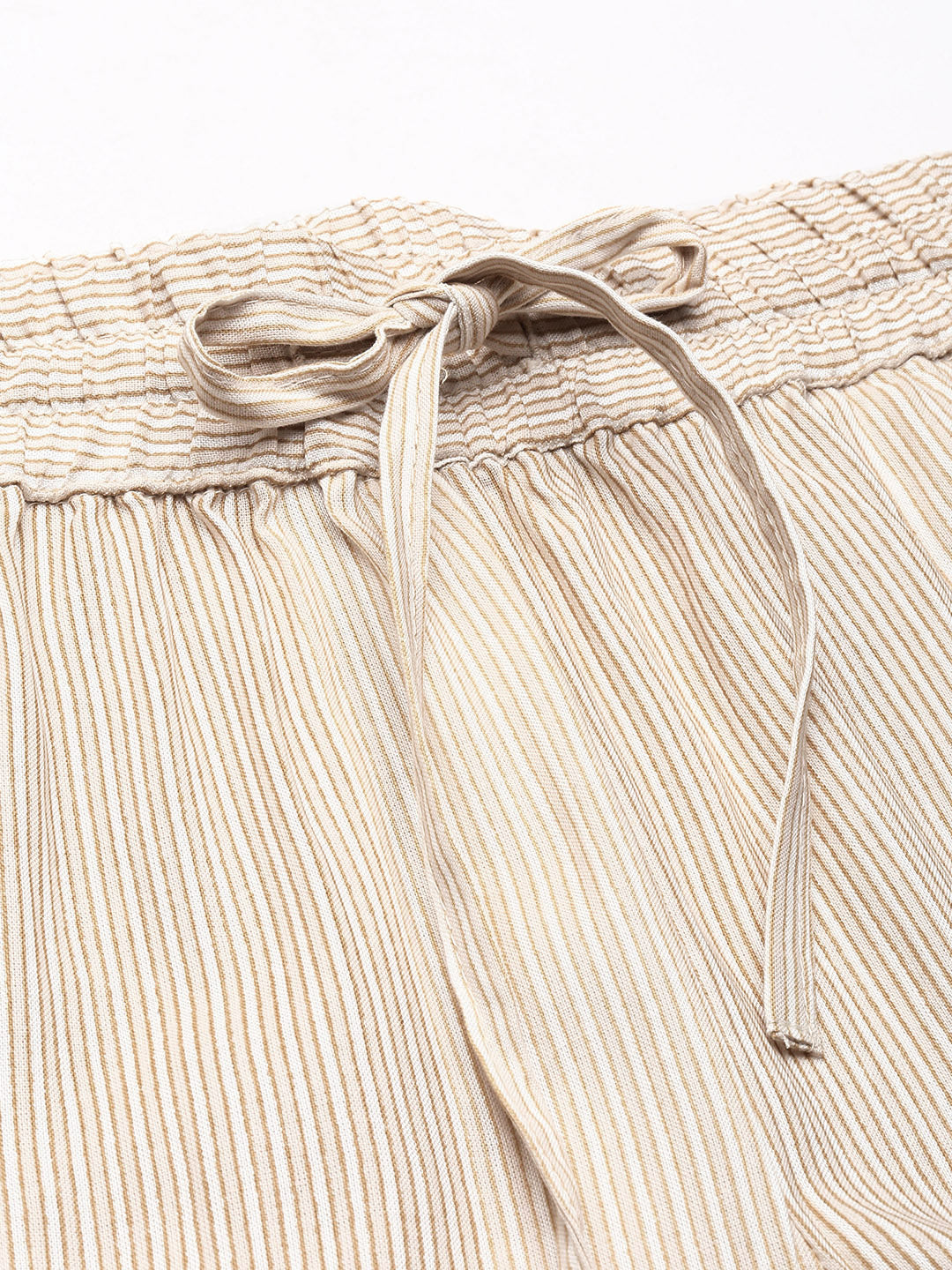 Beige & Off White Striped Pencil Pant