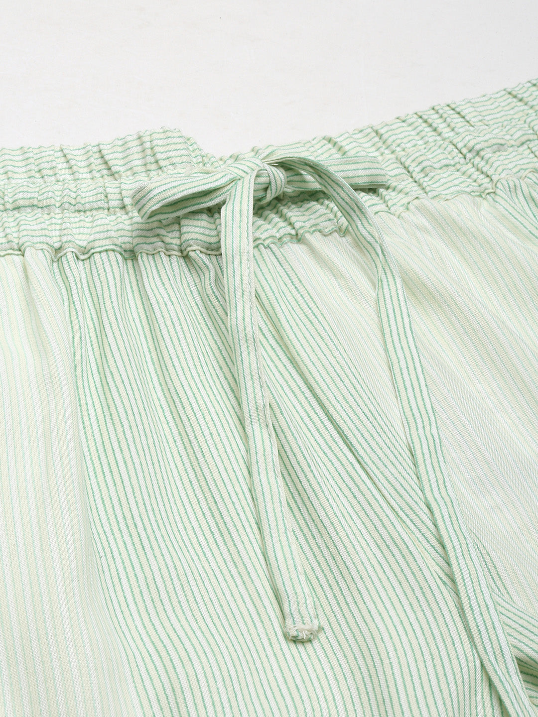 Beige & Green Stiped Pencil Pant