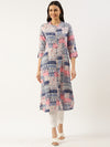 White Ethnic Motifs Printed A-line Princess Cut kurta