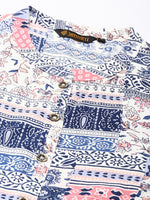 White Ethnic Motifs Printed A-line Princess Cut kurta