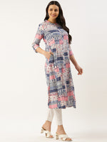 White Ethnic Motifs Printed A-line Princess Cut kurta