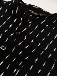Black & Beige Printed A-Line  Kurta