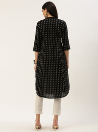 Black & Beige Printed A-Line  Kurta