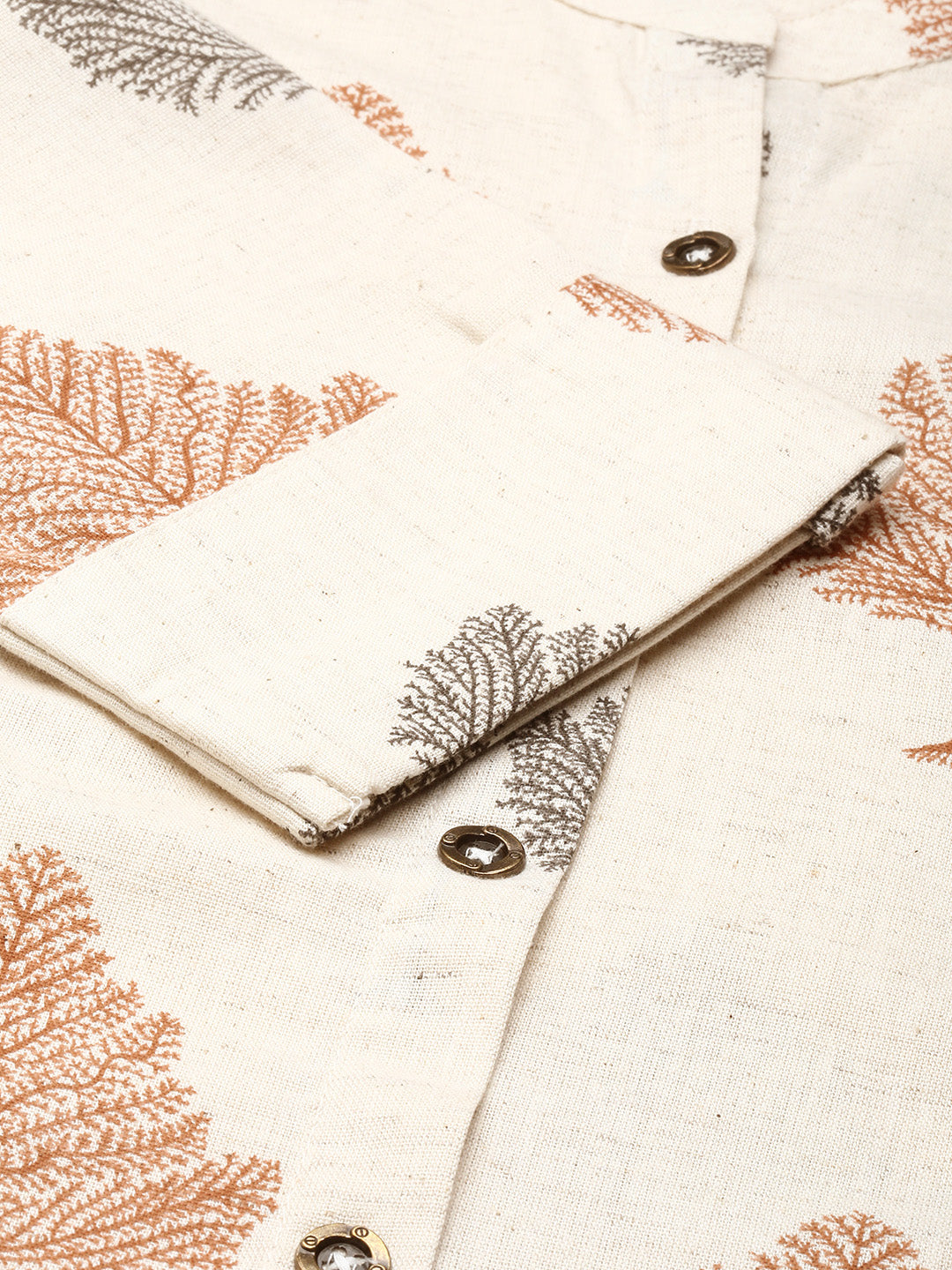 Beige Ethnic Motifs Printed Princess Cut Kurta