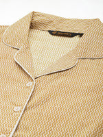 Beige Pure Cotton Zig Zag Design Sleepwear