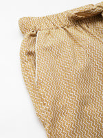 Beige Pure Cotton Zig Zag Design Sleepwear