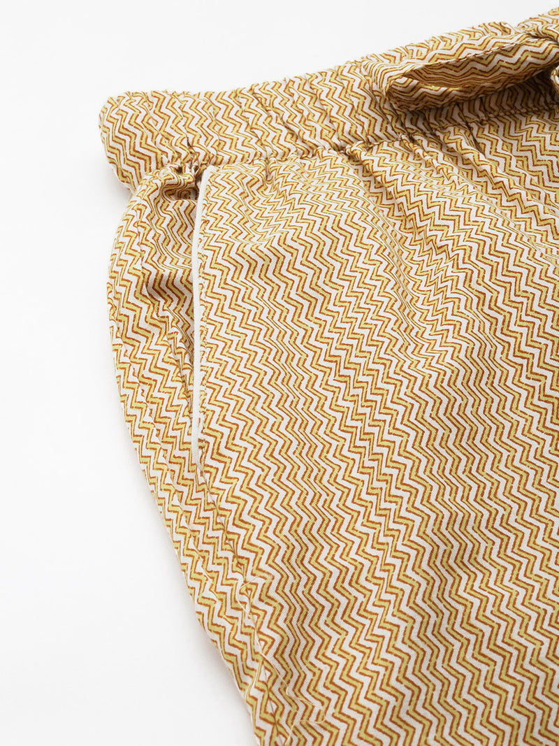 Beige Pure Cotton Zig Zag Design Sleepwear