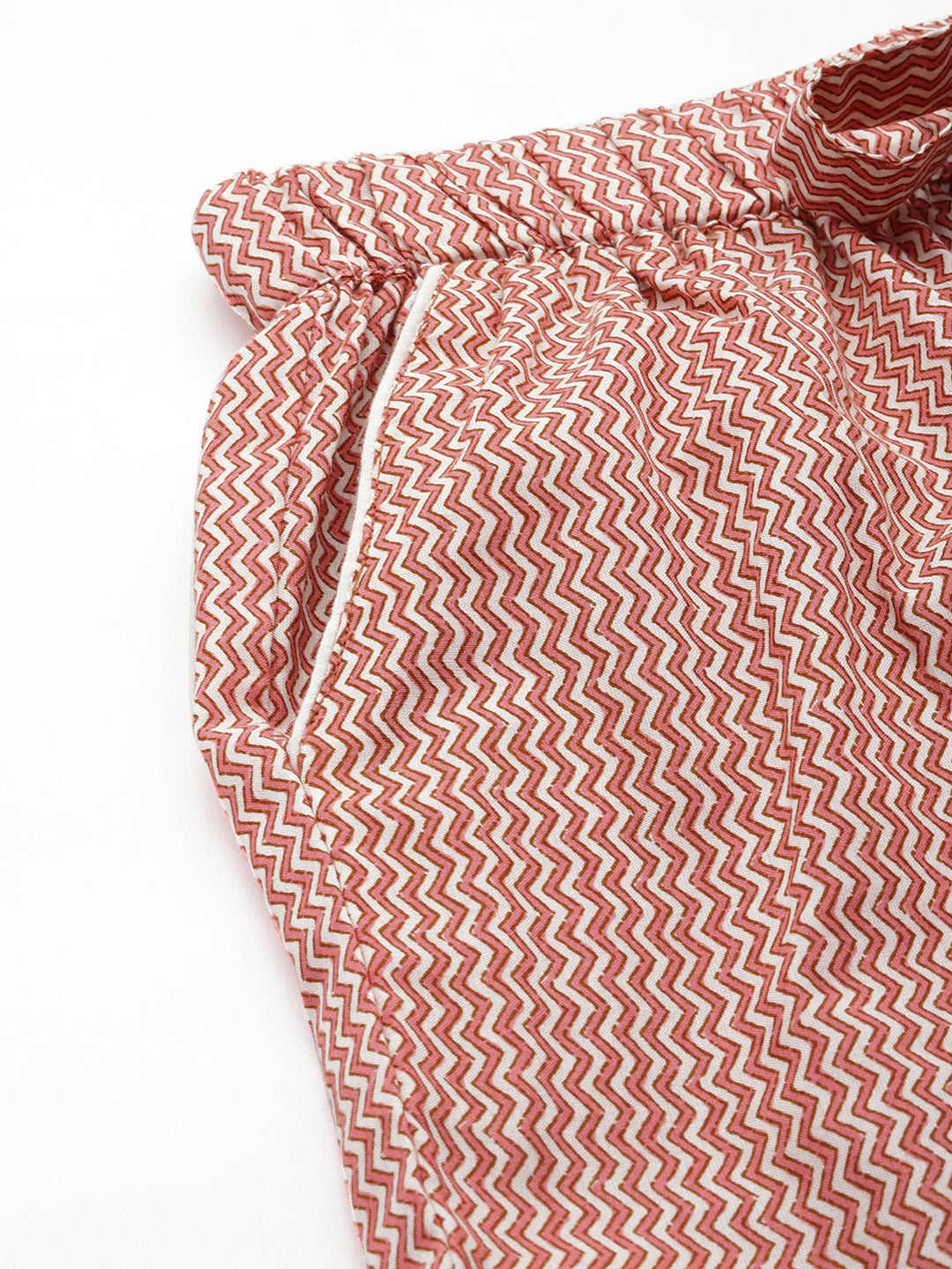 Red Pure Cotton Zig Zag Design Sleepwear