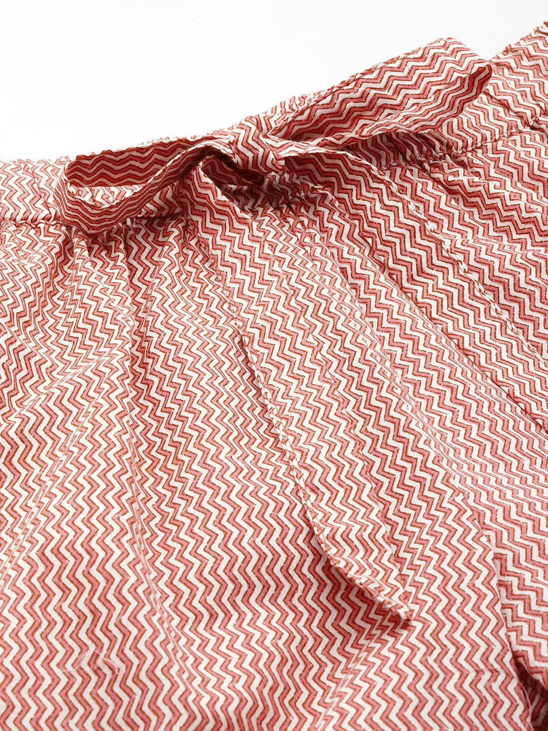 Red Pure Cotton Zig Zag Design Sleepwear
