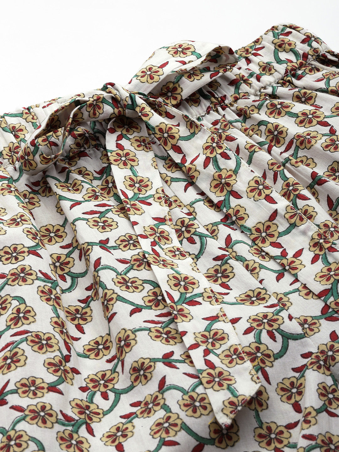 Off White Floral Printed Sleepwear