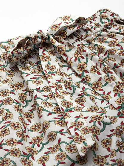 Off White Floral Printed Sleepwear