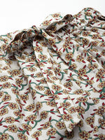 Off White Floral Printed Sleepwear