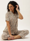 Off White Floral Printed Sleepwear