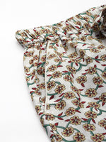 Off White Floral Printed Sleepwear
