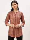 Red & Beige Striped Printed Tunic