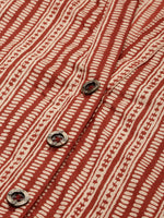 Red & Beige Striped Printed Tunic