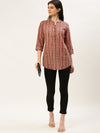 Red & Beige Striped Printed Tunic