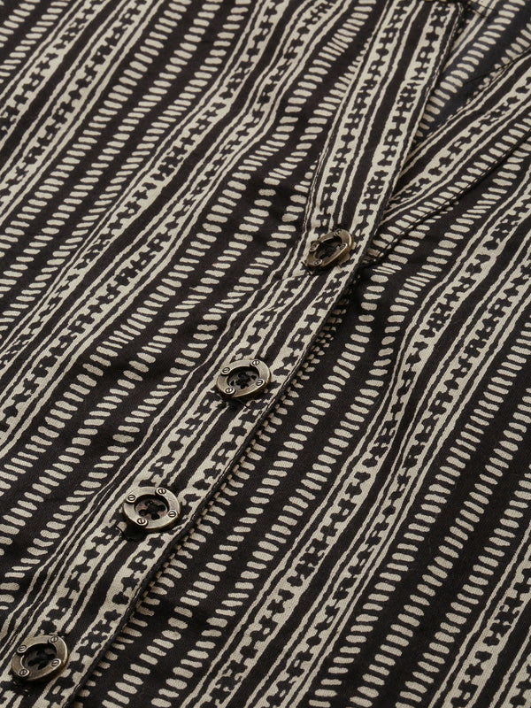 Black & Beige Striped Printed Tunic