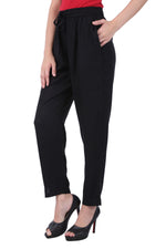 Black Pleated Regular Solid  Pencil Pants