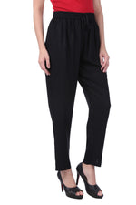 Black Pleated Regular Solid  Pencil Pants