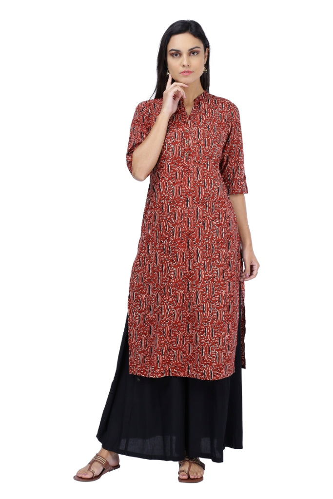 Red Printed Kurta