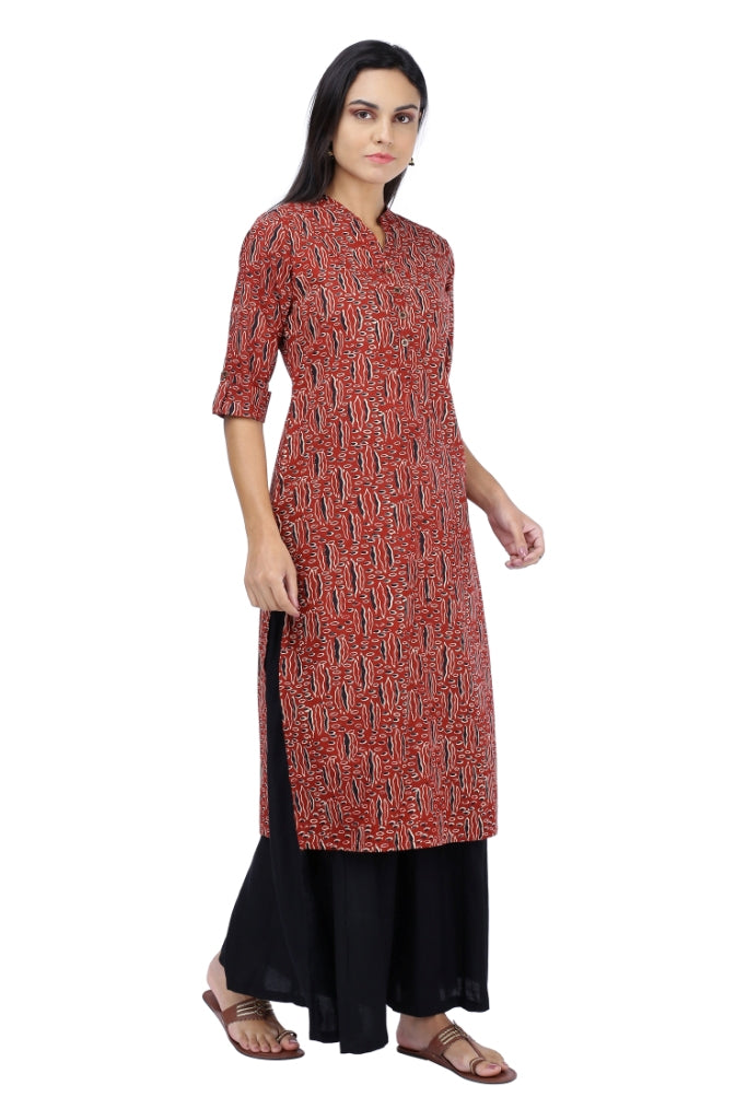 Red Printed Kurta