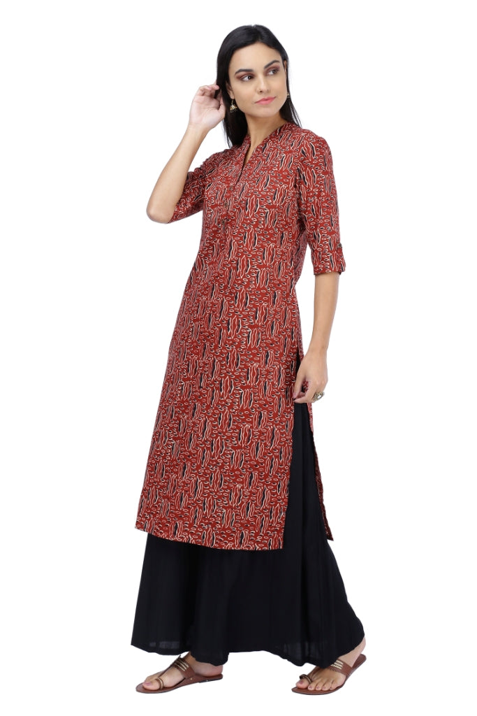 Red Printed Kurta