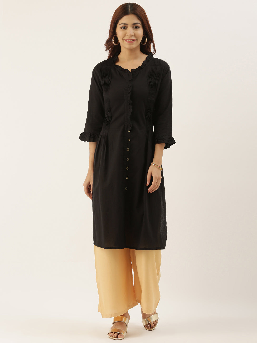 Black Solid Straight Kurta