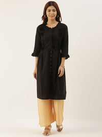 Black Solid Straight Kurta