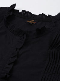 Black Solid Straight Kurta