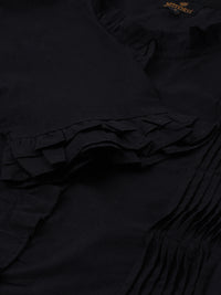 Black Solid Straight Kurta