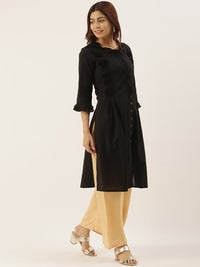 Black Solid Straight Kurta
