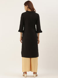 Black Solid Straight Kurta