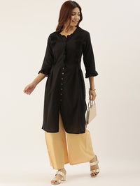 Black Solid Straight Kurta